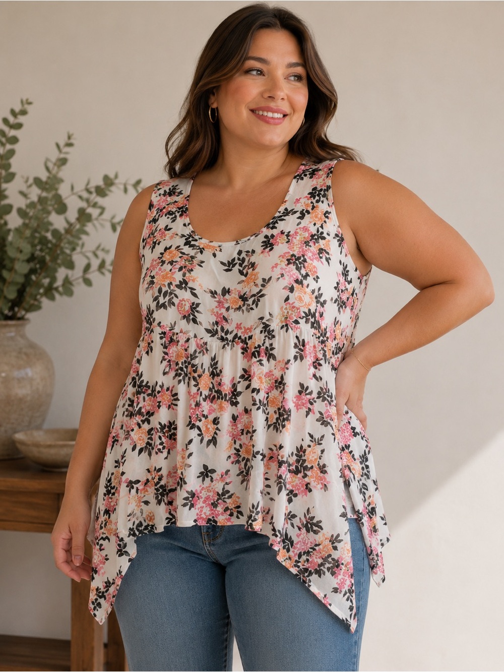 Torrid Floral Tank Flowy Blouse